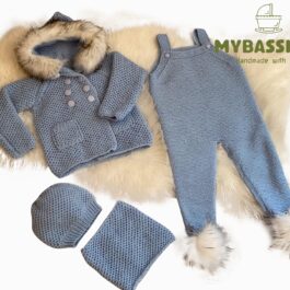 Adorable Handmade 4-Piece Baby Clothing Gift Set: Cardigan, Romper, Cap & Scarf