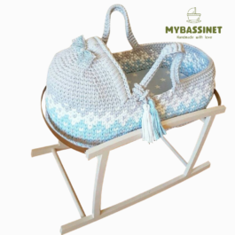 Full head Baby Moses Bassinet in Blue and white| Beautiful Baby Moses Basket| Unisex Moses Bassinet