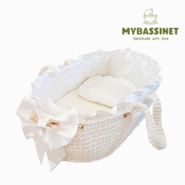 MYBASSINET Stylish & Comfortable Baby Moses Basket Bassinet: Perfect for Newborns up to 6 Months 27.5″x13.7″x9.8″